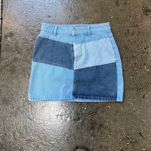 Patchwork Denim Skirt